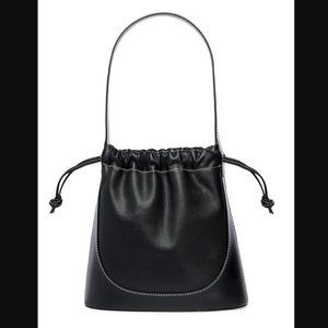 STAUD  Cinch Leather Bucket Bag In Black NWT